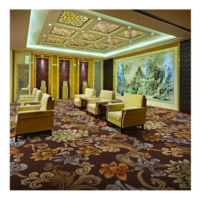 Cut Pile Fire Retard Wool And Nylon 66 Woven Axminster Carpet With Floral Pattern