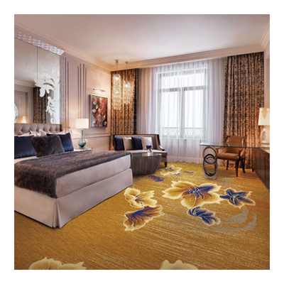 Cut Pile Luxury Hospitality Carpet Nylon Floral Print Carpet Roll For Hotel