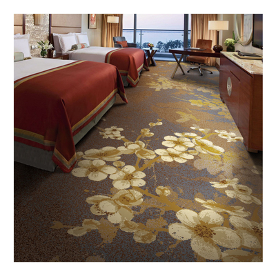 Cut Pile Luxury Hospitality Carpet Nylon Floral Print Carpet Roll For Hotel