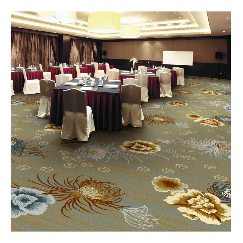 Cut Pile Fire Retard Wool And Nylon 66 Woven Axminster Carpet With Floral Pattern